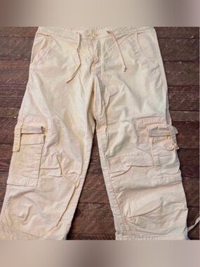 Women’s Beige Cargo Pants with Drawstring Waist (Size S)